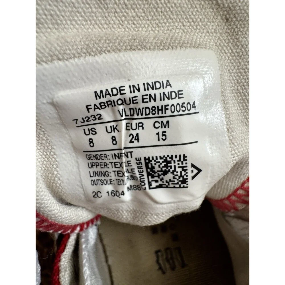 Converse Chuck Taylor All Star Unisex Kids Red High Top Lace Up Textile US 8